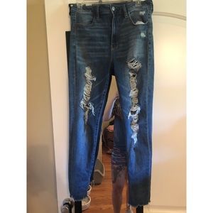 AE Super Hi Rise Distressed Denim